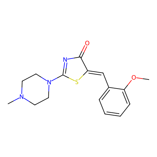 (5Z)-5-(2-methoxybenzylidene)-2-(4-methylpiperazin-1-yl)-1,3-thiazol-4(5H)-one structure