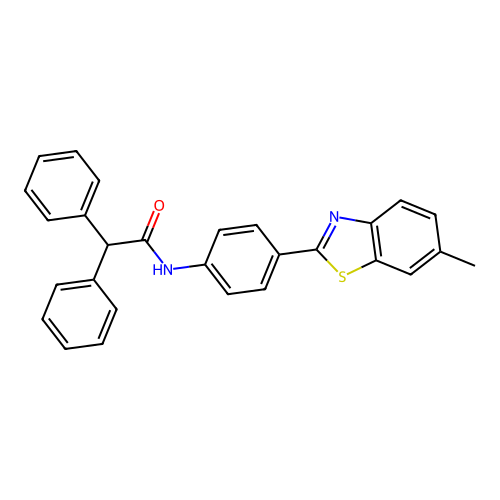 N-[4-(6-methyl-1,3-benzothiazol-2-yl)phenyl]-2,2-diphenylacetamide structure