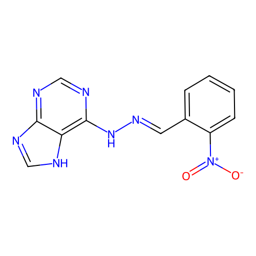 (E)-6-(2-(2-nitrobenzylidene)hydrazinyl)-9H-purine structure