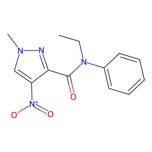 N-ethyl-1-methyl-4-nitro-N-phenyl-1H-pyrazole-3-carboxamide structure