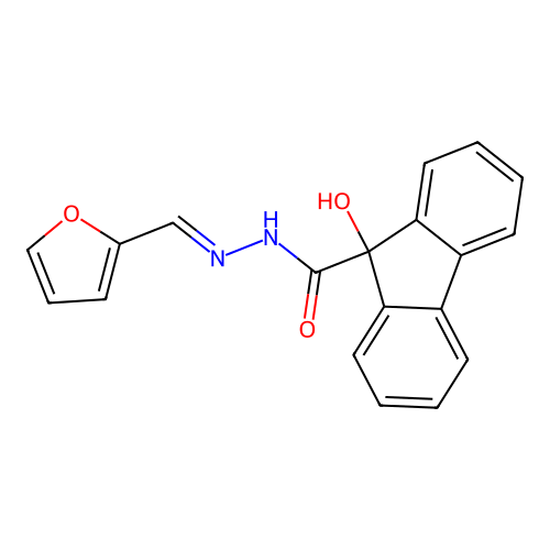 N-[(E)-furan-2-ylmethylideneamino]-9-hydroxyfluorene-9-carboxamide structure