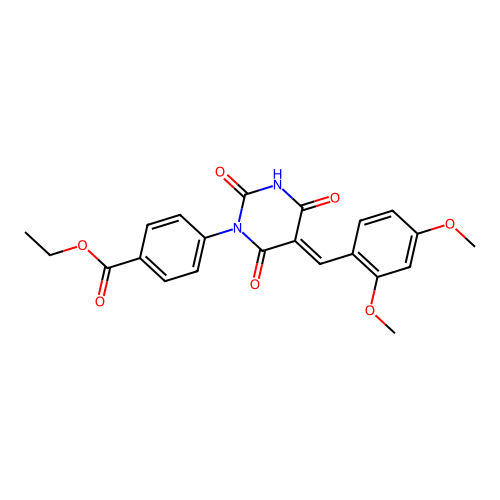 ethyl 4-[5-(2,4-dimethoxybenzylidene)-2,4,6-trioxotetrahydro-1(2H)-pyrimidinyl]benzoate structure
