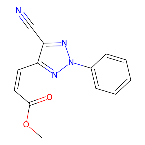 methyl (2Z)-3-(5-cyano-2-phenyl-2H-1,2,3-triazol-4-yl)prop-2-enoate structure