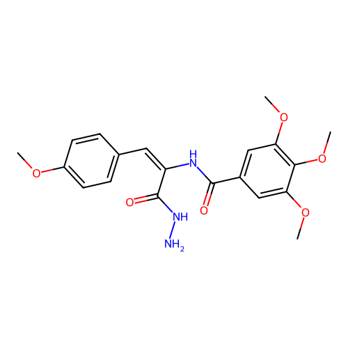 (E)-N-(3-hydrazinyl-1-(4-methoxyphenyl)-3-oxoprop-1-en-2-yl)-3,4,5-trimethoxybenzamide structure