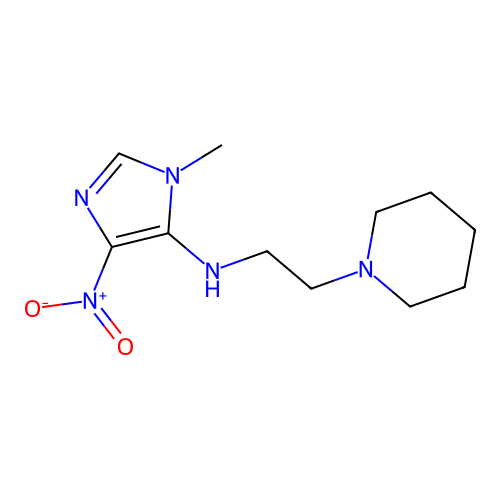 1-methyl-4-nitro-N-(2-(piperidin-1-yl)ethyl)-1H-imidazol-5-amine structure