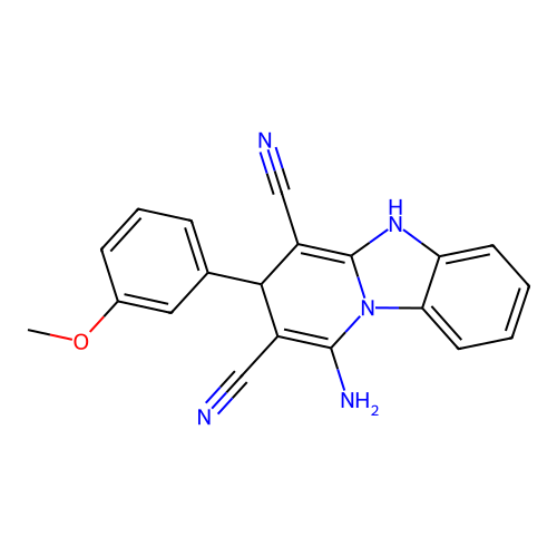 1-amino-3-(3-methoxyphenyl)-3,5-dihydropyrido[1,2-a]benzimidazole-2,4-dicarbonitrile structure