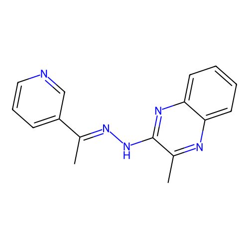 2-methyl-3-{(2E)-2-[1-(pyridin-3-yl)ethylidene]hydrazinyl}quinoxaline structure