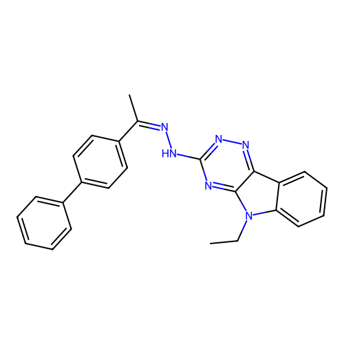 5-ethyl-N-[(Z)-1-(4-phenylphenyl)ethylideneamino]-[1,2,4]triazino[5,6-b]indol-3-amine structure