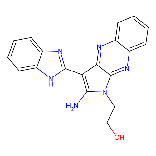 2-[2-amino-3-(1H-benzimidazol-2-yl)-1H-pyrrolo[2,3-b]quinoxalin-1-yl]ethanol structure