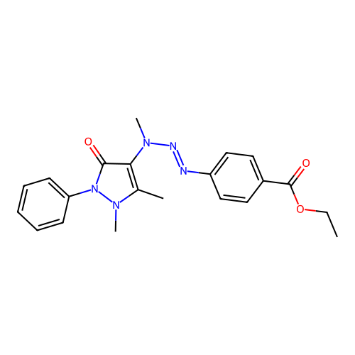 ethyl 4-[[(1,5-dimethyl-3-oxo-2-phenylpyrazol-4-yl)-methylamino]diazenyl]benzoate structure