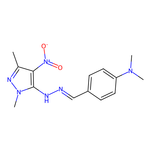 5-[4-(Dimethylamino)benzylidenehydrazino]-1,3-dimethyl-4-nitropyrazole structure