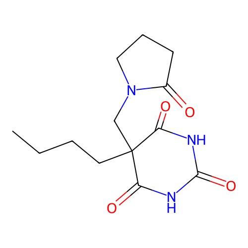 5-butyl-5-((2-oxopyrrolidin-1-yl)methyl)pyrimidine-2,4,6(1H,3H,5H)-trione structure