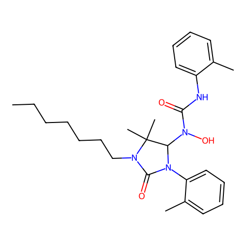 1-[1-heptyl-5,5-dimethyl-3-(2-methylphenyl)-2-oxoimidazolidin-4-yl]-1-hydroxy-3-(2-methylphenyl)urea structure