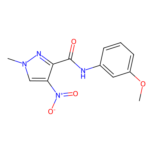 N-(3-methoxyphenyl)-1-methyl-4-nitro-1H-pyrazole-3-carboxamide structure