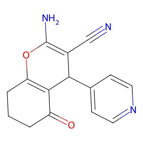 2-amino-5-oxo-4-(pyridin-4-yl)-5,6,7,8-tetrahydro-4H-chromene-3-carbonitrile structure