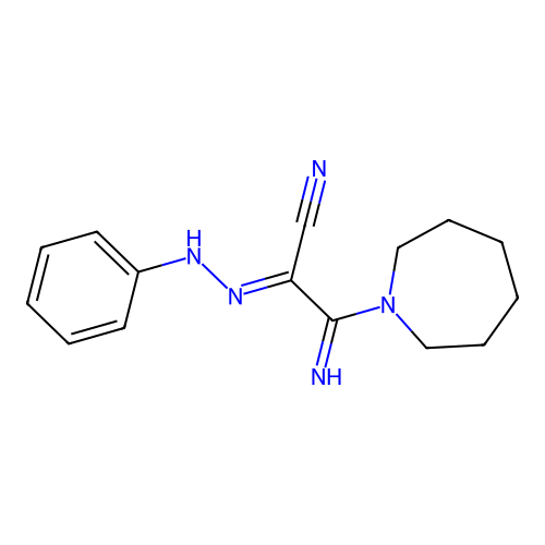 (1E)-N-anilino-2-(azepan-1-yl)-2-iminoethanimidoyl cyanide structure