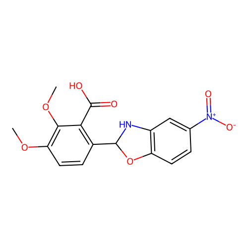 2,3-Dimethoxy-6-(5-nitro-2,3-dihydro-1,3-benzoxazol-2-yl)benzoic acid structure