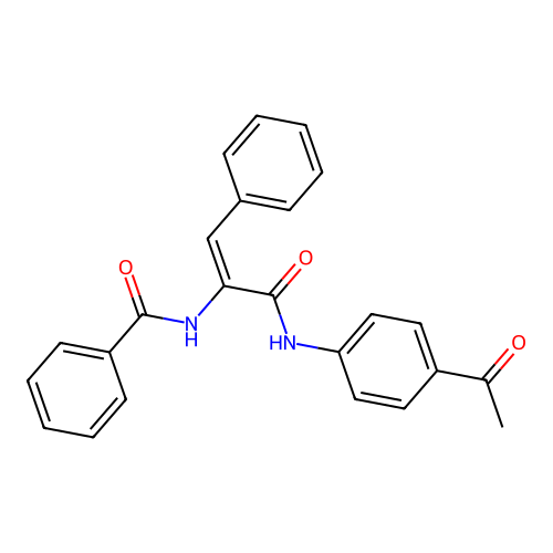 (2E)-N-(4-acetylphenyl)-3-phenyl-2-(phenylcarbonylamino)prop-2-enamide structure