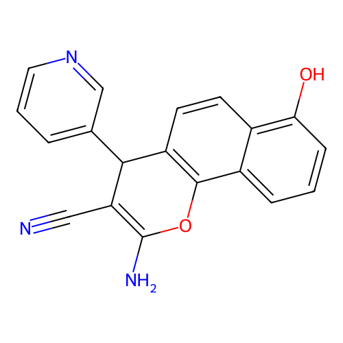 2-amino-7-hydroxy-4-(pyridin-3-yl)-4H-benzo[h]chromene-3-carbonitrile structure