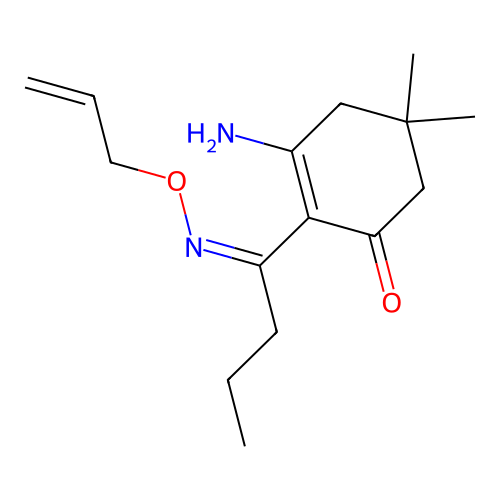 (Z)-2-(1-((allyloxy)imino)butyl)-3-amino-5,5-dimethylcyclohex-2-enone structure