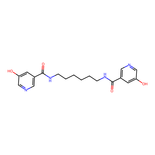 N,N'-(hexane-1,6-diyl)bis(5-hydroxynicotinamide) structure