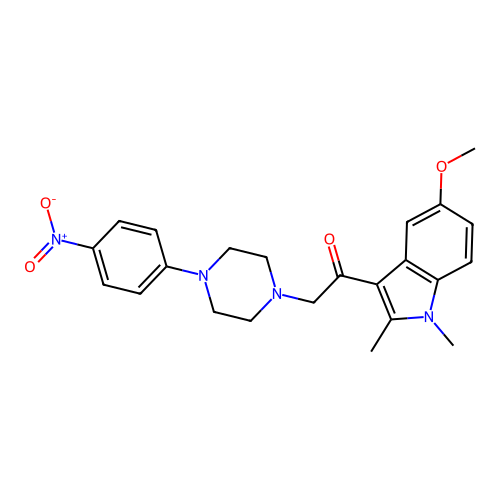 1-(5-methoxy-1,2-dimethyl-1H-indol-3-yl)-2-(4-(4-nitrophenyl)piperazin-1-yl)ethanone structure