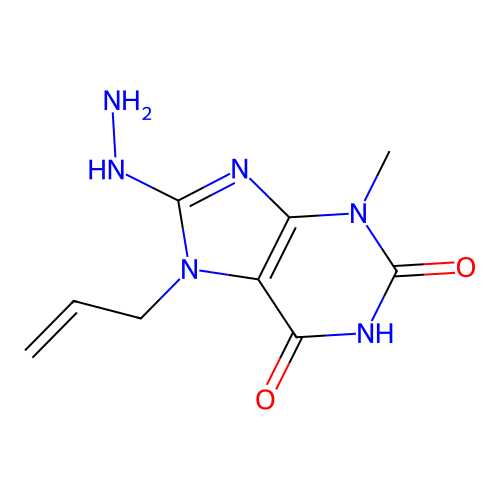 8-Hydrazino-3-methyl-7-prop-2-enyl-1,3,7-trihydropurine-2,6-dione structure