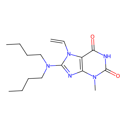 8-(dibutylamino)-3-methyl-7-vinyl-1H-purine-2,6(3H,7H)-dione structure
