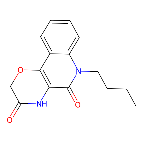6-butyl-4,6-dihydro-2H-[1,4]oxazino[3,2-c]quinoline-3,5-dione structure