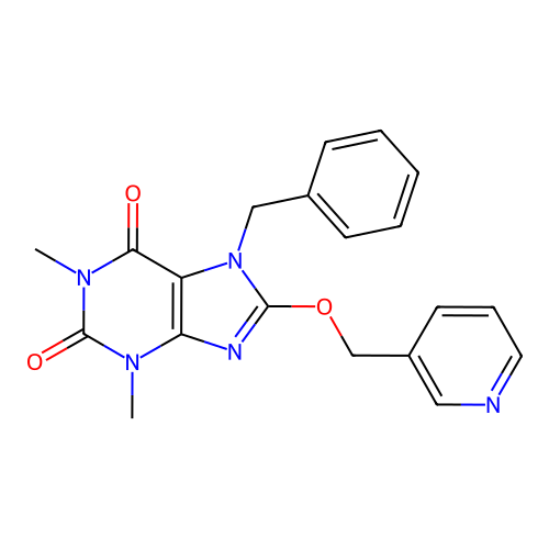 7-Benzyl-1,3-dimethyl-8-(pyridin-3-ylmethoxy)purine-2,6-dione structure