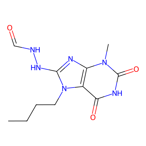 N'-(7-butyl-3-methyl-2,6-dioxo-2,3,6,7-tetrahydro-1H-purin-8-yl)formic hydrazide structure