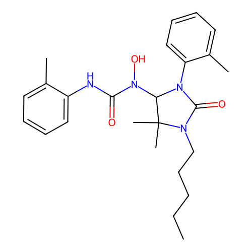 1-(5,5-dimethyl-2-oxo-1-pentyl-3-(o-tolyl)imidazolidin-4-yl)-1-hydroxy-3-(o-tolyl)urea structure