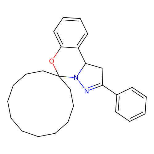 2'-phenyl-1',10b'-dihydrospiro[cyclododecane-1,5'-pyrazolo[1,5-c][1,3]benzoxazine] structure