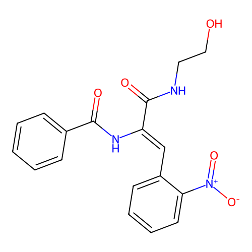 (Z)-N-(3-((2-hydroxyethyl)amino)-1-(2-nitrophenyl)-3-oxoprop-1-en-2-yl)benzamide structure