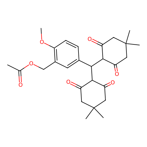 5-(Bis(4,4-dimethyl-2,6-dioxocyclohexyl)methyl)-2-methoxybenzyl acetate structure