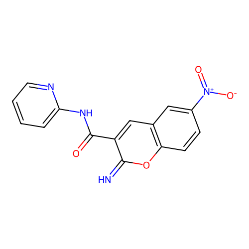 2-imino-6-nitro-N-(pyridin-2-yl)-2H-chromene-3-carboxamide structure