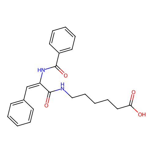 6-[(2E)-3-phenyl-2-(phenylcarbonylamino)prop-2-enoylamino]hexanoic acid structure