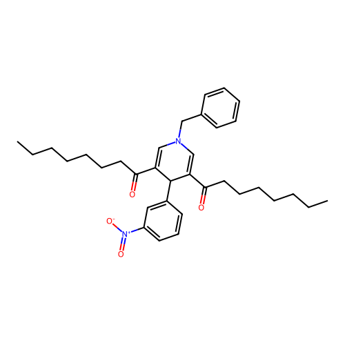 1,1'-[1-Benzyl-4-(3-nitrophenyl)-1,4-dihydropyridine-3,5-diyl]dioctan-1-one structure