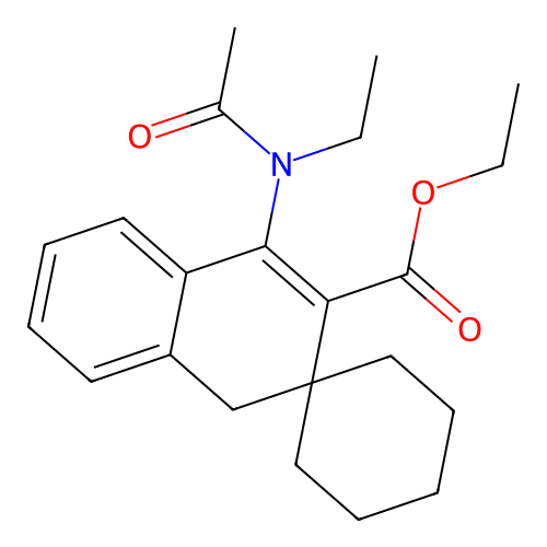 ethyl 1-[acetyl(ethyl)amino]spiro[4H-naphthalene-3,1'-cyclohexane]-2-carboxylate structure