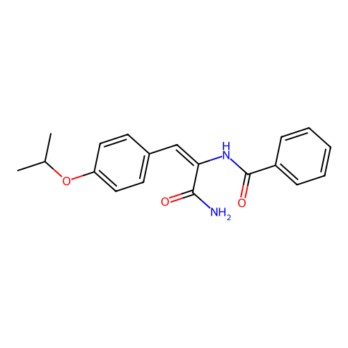 N-{(1E)-3-amino-3-oxo-1-[4-(propan-2-yloxy)phenyl]prop-1-en-2-yl}benzamide structure