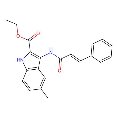 5-Methyl-3-(3-phenyl-acryloylamino)-1H-indole-2-carboxylic acid ethyl ester structure