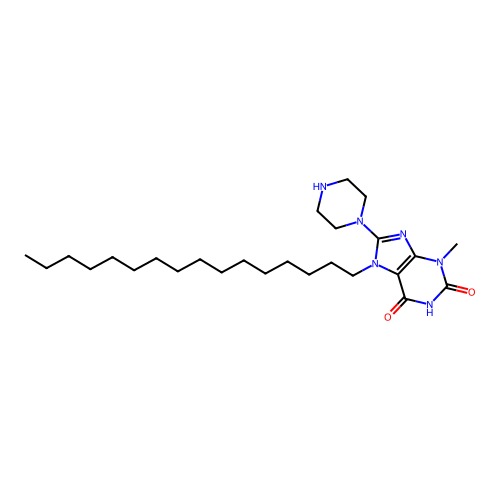 7-Hexadecyl-3-methyl-8-piperazin-1-YL-3,7-dihydro-purine-2,6-dione structure