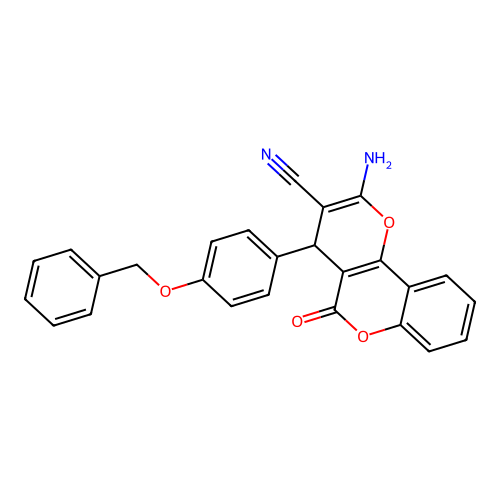 2-amino-4-[4-(benzyloxy)phenyl]-5-oxo-4H,5H-pyrano[3,2-c]chromene-3-carbonitrile structure
