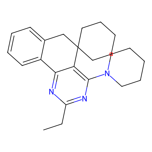 2-ethyl-4-(piperidin-1-yl)-6H-spiro[benzo[h]quinazoline-5,1'-cyclohexane] structure
