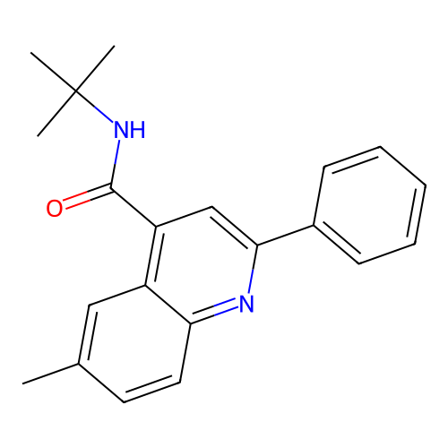 N-tert-butyl-6-methyl-2-phenylquinoline-4-carboxamide structure