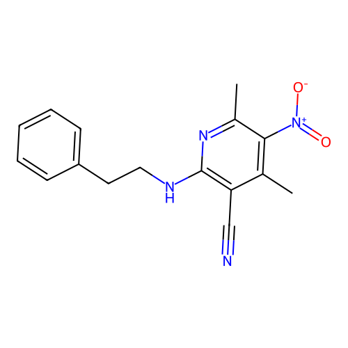 4,6-Dimethyl-5-nitro-2-phenethylamino-nicotinonitrile structure