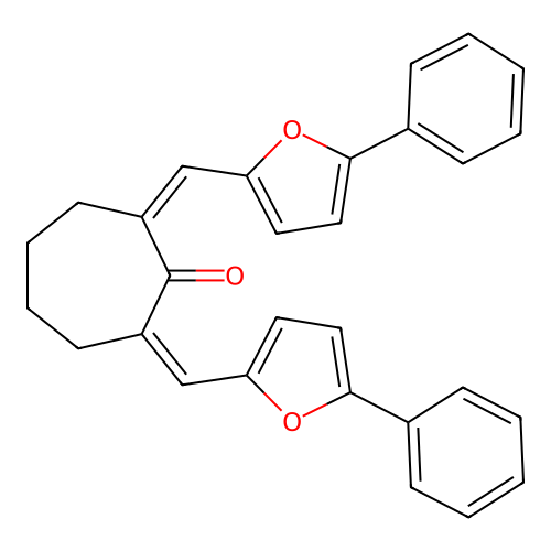 (2Z,7Z)-2,7-bis((5-phenylfuran-2-yl)methylene)cycloheptanone structure