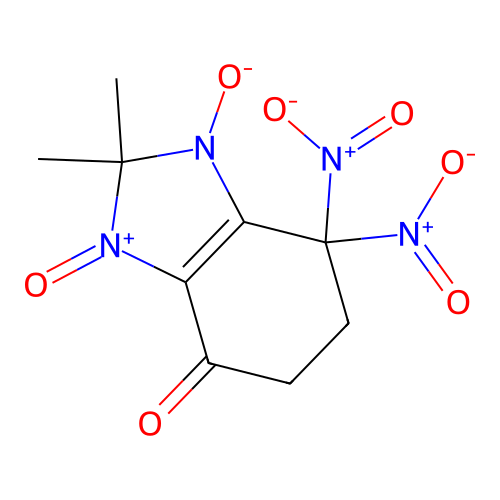 2,2-dimethyl-7,7-dinitro-2,5,6,7-tetrahydro-4H-benzimidazol-4-one 1,3-dioxide structure