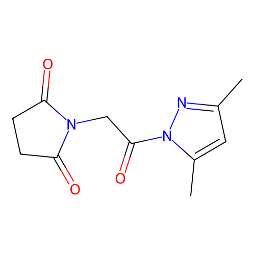 1-(2-(3,5-dimethyl-1H-pyrazol-1-yl)-2-oxoethyl)pyrrolidine-2,5-dione structure