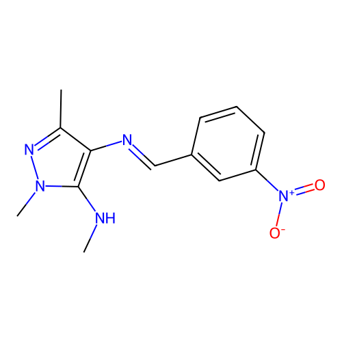 (E)-N5,1,3-trimethyl-N4-(3-nitrobenzylidene)-1H-pyrazole-4,5-diamine structure
